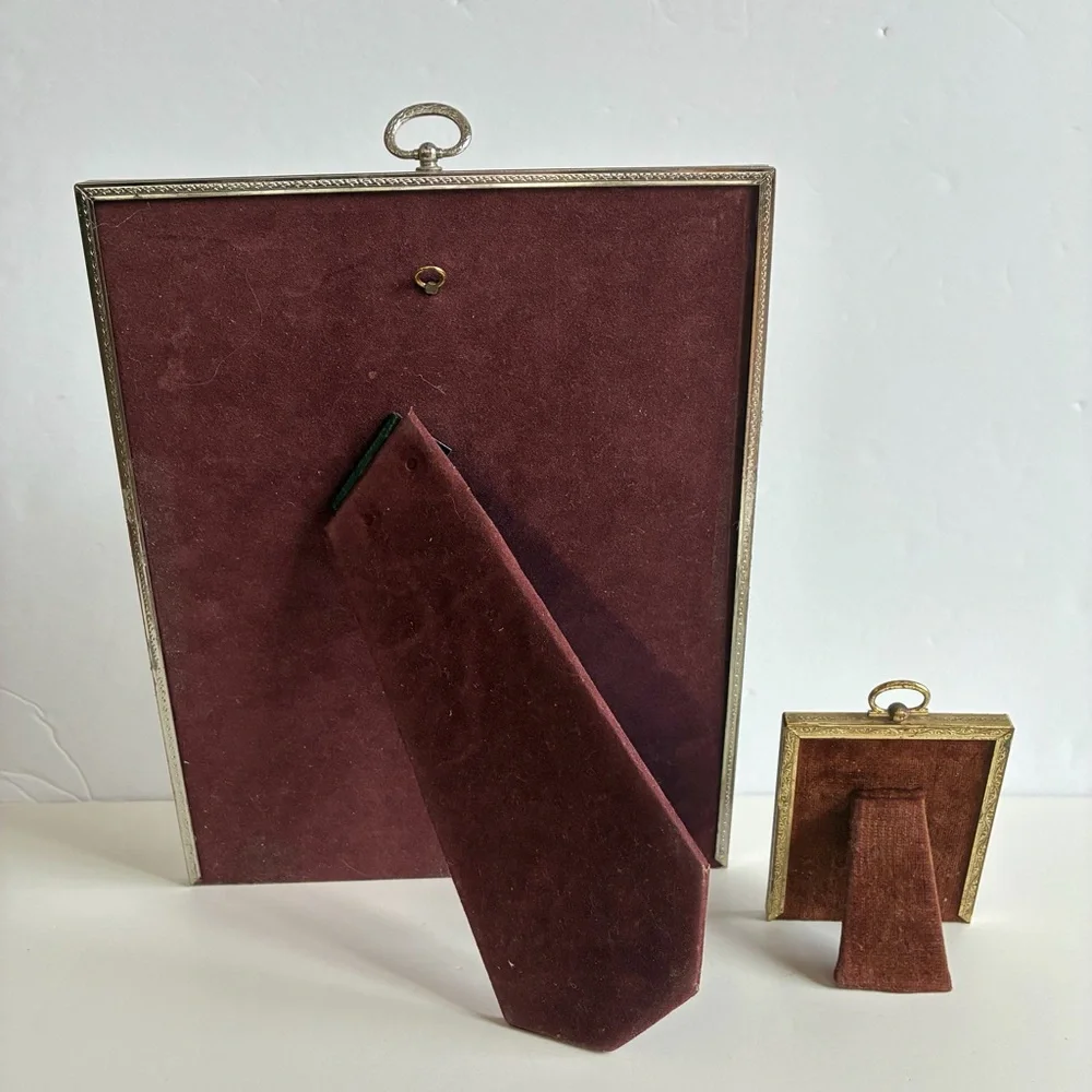 Vintage Set 2 Classic Brass Silver Ornate Picture Photo Frames 8x10 2.5x3.25